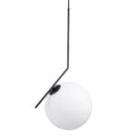 GloboStar® MONROE 00957 Μοντέρνο Κρεμαστό Φωτιστικό Μπάλα Μονόφωτο 1 x E27 IP20 Μαύρο Μέταλλο με Λευκό Γυαλί - Μ30 x Π30 x Υ75cm - Image 2