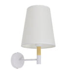 GloboStar® LYDFORD 01433 Μοντέρνο Φωτιστικό Τοίχου Απλίκα Μονόφωτο Λευκό με Μπέζ Ξύλο Μεταλλικό Φ20 x Y36cm - Image 2