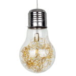GloboStar® LAMP 00808 Μοντέρνο Κρεμαστό Φωτιστικό Φιγούρα Μονόφωτο 1 x E27 IP20 Ασημί & Χρυσό Μέταλλο με Διάφανο Γυαλί - Μ30 x Π30 x Υ52cm - Image 2