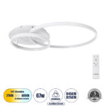 GloboStar® NEMESIS 61106 Φωτιστικό Οροφής Δαχτυλίδι-Κύκλος LED CCT 67W 7573lm 360° AC 220-240V - Εναλλαγή Φωτισμού μέσω Τηλεχειριστηρίου All In One Ψυχρό 6000k+Φυσικό 4500k+Θερμό 2700k Dimmable Φ25+45cm+BackLight - Λευκό - 3 Years Warranty - Image 2