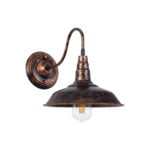 GloboStar® SORD 01067 Vintage Industrial Φωτιστικό Τοίχου Απλίκα Μονόφωτο Καφέ Σκουριά Μεταλλικό Καμπάνα Μ26 x Π37 x Υ32cm - Image 2