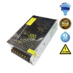 GloboStar® 68730 Μεταλλικό Τροφοδοτικό PELV για Προϊόντα LED 200W 16.5A - AC 220-240V σε DC 12V - IP20 L16 x W10 x H5cm - 2 Years Warranty