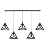GloboStar® TRIANGLE 00608 Μοντέρνο Κρεμαστό Φωτιστικό Ράγα Πολύφωτο 5 x E27 IP20 Μαύρο Μέταλλο - Μ170 x Π22 x Y130cm - Image 2