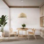 GloboStar® JAKARTA 00712 Boho Κρεμαστό Φωτιστικό Καμπάνα Μονόφωτο 1 x E27 IP20 Μπέζ Ξύλο - Μ50 x Π50 x Υ36cm - Image 10