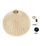 GloboStar® AFURU 01828 Boho Κρεμαστό Φωτιστικό Καμπάνα Μονόφωτο 1 x E27 IP20 Μπεζ Ξύλο - Μ60 x Π60 x Υ40cm - Image 11