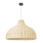 GloboStar® AFURU 01828 Boho Κρεμαστό Φωτιστικό Καμπάνα Μονόφωτο 1 x E27 IP20 Μπεζ Ξύλο - Μ60 x Π60 x Υ40cm - Image 4