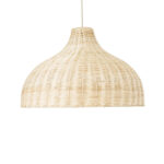 GloboStar® AFURU 01828 Boho Κρεμαστό Φωτιστικό Καμπάνα Μονόφωτο 1 x E27 IP20 Μπεζ Ξύλο - Μ60 x Π60 x Υ40cm - Image 5