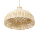 GloboStar® AFURU 01828 Boho Κρεμαστό Φωτιστικό Καμπάνα Μονόφωτο 1 x E27 IP20 Μπεζ Ξύλο - Μ60 x Π60 x Υ40cm - Image 6