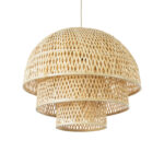 GloboStar® HIROKA 01836 Boho Κρεμαστό Φωτιστικό Πλέγμα Μονόφωτο 1 x E27 IP20 Μπεζ Ξύλο - Μ60 x Π60 x Υ50cm - Image 2