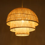 GloboStar® HIROKA 01836 Boho Κρεμαστό Φωτιστικό Πλέγμα Μονόφωτο 1 x E27 IP20 Μπεζ Ξύλο - Μ60 x Π60 x Υ50cm - Image 3