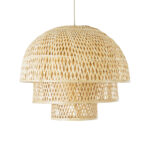 GloboStar® HIROKA 01836 Boho Κρεμαστό Φωτιστικό Πλέγμα Μονόφωτο 1 x E27 IP20 Μπεζ Ξύλο - Μ60 x Π60 x Υ50cm - Image 5