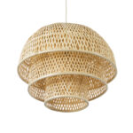 GloboStar® HIROKA 01836 Boho Κρεμαστό Φωτιστικό Πλέγμα Μονόφωτο 1 x E27 IP20 Μπεζ Ξύλο - Μ60 x Π60 x Υ50cm - Image 6