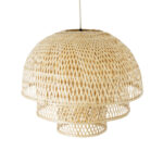 GloboStar® HIROKA 01836 Boho Κρεμαστό Φωτιστικό Πλέγμα Μονόφωτο 1 x E27 IP20 Μπεζ Ξύλο - Μ60 x Π60 x Υ50cm - Image 7