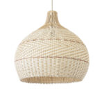 GloboStar® SANTACRUZ 01951 Boho Κρεμαστό Φωτιστικό Καμπάνα Μονόφωτο 1 x E27 IP20 Μπεζ & Καφέ Ξύλο - Μ60 x Π60 x Υ60cm - Image 2