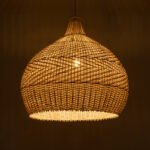 GloboStar® SANTACRUZ 01951 Boho Κρεμαστό Φωτιστικό Καμπάνα Μονόφωτο 1 x E27 IP20 Μπεζ & Καφέ Ξύλο - Μ60 x Π60 x Υ60cm - Image 3