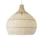 GloboStar® SANTACRUZ 01951 Boho Κρεμαστό Φωτιστικό Καμπάνα Μονόφωτο 1 x E27 IP20 Μπεζ & Καφέ Ξύλο - Μ60 x Π60 x Υ60cm - Image 5