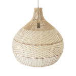 GloboStar® SANTACRUZ 01951 Boho Κρεμαστό Φωτιστικό Καμπάνα Μονόφωτο 1 x E27 IP20 Μπεζ & Καφέ Ξύλο - Μ60 x Π60 x Υ60cm - Image 7