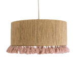 GloboStar® PUERTORICO 02096 Boho Κρεμαστό Φωτιστικό Καπέλο Μονόφωτο 1 x E27 IP20 Μπεζ & Ροζ Σχοινί - Μ50 x Π50 x Υ27cm - Image 5