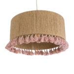 GloboStar® PUERTORICO 02096 Boho Κρεμαστό Φωτιστικό Καπέλο Μονόφωτο 1 x E27 IP20 Μπεζ & Ροζ Σχοινί - Μ50 x Π50 x Υ27cm - Image 6