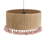 GloboStar® PUERTORICO 02096 Boho Κρεμαστό Φωτιστικό Καπέλο Μονόφωτο 1 x E27 IP20 Μπεζ & Ροζ Σχοινί - Μ50 x Π50 x Υ27cm - Image 7