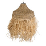 GloboStar® PORTOFERRAIO 02185 Boho Κρεμαστό Φωτιστικό Πλέγμα Μονόφωτο 1 x E27 IP20 Μπεζ Ράφια - Μ50 x Π50 x Υ80cm - Image 7