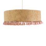 GloboStar® PUERTORICO 02097 Boho Κρεμαστό Φωτιστικό Καπέλο Τρίφωτο 3 x E27 IP20 Μπεζ & Ροζ Σχοινί - Μ80 x Π80 x Υ27cm - Image 5