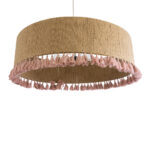 GloboStar® PUERTORICO 02097 Boho Κρεμαστό Φωτιστικό Καπέλο Τρίφωτο 3 x E27 IP20 Μπεζ & Ροζ Σχοινί - Μ80 x Π80 x Υ27cm - Image 6