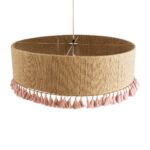 GloboStar® PUERTORICO 02097 Boho Κρεμαστό Φωτιστικό Καπέλο Τρίφωτο 3 x E27 IP20 Μπεζ & Ροζ Σχοινί - Μ80 x Π80 x Υ27cm - Image 7