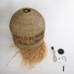 GloboStar® SAINTLUCIA 02161 Boho Κρεμαστό Φωτιστικό Πλεγμα Μονόφωτο 1 x E27 IP20 Μπεζ Ράφια - Μ66 x Π66 x Υ120cm - Image 11