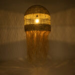 GloboStar® SAINTLUCIA 02161 Boho Κρεμαστό Φωτιστικό Πλεγμα Μονόφωτο 1 x E27 IP20 Μπεζ Ράφια - Μ66 x Π66 x Υ120cm - Image 3