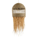 GloboStar® SAINTLUCIA 02161 Boho Κρεμαστό Φωτιστικό Πλεγμα Μονόφωτο 1 x E27 IP20 Μπεζ Ράφια - Μ66 x Π66 x Υ120cm - Image 5