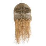 GloboStar® SAINTLUCIA 02161 Boho Κρεμαστό Φωτιστικό Πλεγμα Μονόφωτο 1 x E27 IP20 Μπεζ Ράφια - Μ66 x Π66 x Υ120cm - Image 6