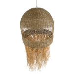 GloboStar® SAINTLUCIA 02161 Boho Κρεμαστό Φωτιστικό Πλεγμα Μονόφωτο 1 x E27 IP20 Μπεζ Ράφια - Μ66 x Π66 x Υ120cm - Image 7