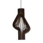 GloboStar® MIHIRO 02173 Boho Κρεμαστό Φωτιστικό Πλέγμα Μονόφωτο 1 x E27 IP20 Καφέ Ξύλο - Μ32 x Π32 x Υ56cm - Image 5