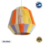 GloboStar® SALERNO 02188 Boho Κρεμαστό Φωτιστικό Πλέγμα Μονόφωτο 1 x E27 IP20 Πολύχρωμο Σχοινί - Μ50 x Π50 x Υ50cm