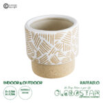 GloboStar® Artificial Garden RAFFAELO 20544 Διακοσμητικό Κεραμικό Κασπώ Γλάστρα - Flower Pot Μπεζ με Λευκό Φ11 x Υ11cm