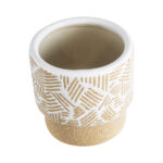 GloboStar® Artificial Garden RAFFAELO 20544 Διακοσμητικό Κεραμικό Κασπώ Γλάστρα - Flower Pot Μπεζ με Λευκό Φ11 x Υ11cm - Image 3