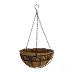 GloboStar® Artificial Garden KARYSTOS 20563 Κρεμαστό Διακοσμητικό Κασπώ Γλάστρα - Flower Pot από Φλοιό Καρύδας Καφέ με Μαύρη Μεταλλική Βάση Φ30 x Υ15cm - Image 2