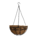 GloboStar® Artificial Garden KARYSTOS 20563 Κρεμαστό Διακοσμητικό Κασπώ Γλάστρα - Flower Pot από Φλοιό Καρύδας Καφέ με Μαύρη Μεταλλική Βάση Φ30 x Υ15cm - Image 4