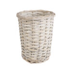 GloboStar® Artificial Garden DOMINGO 20592 Διακοσμητικό Πλεκτό Καλάθι - Κασπώ Γλάστρα - Flower Pot Λευκό με Μπεζ Φ19 x Υ24cm - Image 2