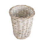 GloboStar® Artificial Garden DOMINGO 20592 Διακοσμητικό Πλεκτό Καλάθι - Κασπώ Γλάστρα - Flower Pot Λευκό με Μπεζ Φ19 x Υ24cm - Image 3