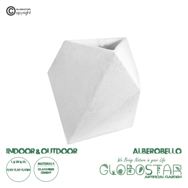 GloboStar® Artificial Garden ALBEROBELLO 20737 Επιδαπέδιο Πολυεστερικό Τσιμεντένιο Κασπώ Γλάστρα - Flower Pot Λευκό Μ50 x Π30 x Υ50cm