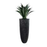 GloboStar® Artificial Garden CASTLE 20792 Επιδαπέδιο Πολυεστερικό Τσιμεντένιο Κασπώ Γλάστρα - Flower Pot Μαύρο Φ43 x Υ112cm - Image 6