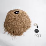 GloboStar® GUADELOUPE 02158 Boho Κρεμαστό Φωτιστικό Πλέγμα Μονόφωτο 1 x E27 IP20 Μπεζ Ράφια - Μ80 x Π80 x Υ60cm - Image 10