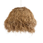 GloboStar® GUADELOUPE 02158 Boho Κρεμαστό Φωτιστικό Πλέγμα Μονόφωτο 1 x E27 IP20 Μπεζ Ράφια - Μ80 x Π80 x Υ60cm - Image 2