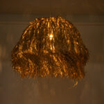 GloboStar® GUADELOUPE 02158 Boho Κρεμαστό Φωτιστικό Πλέγμα Μονόφωτο 1 x E27 IP20 Μπεζ Ράφια - Μ80 x Π80 x Υ60cm - Image 3