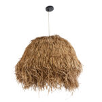 GloboStar® GUADELOUPE 02158 Boho Κρεμαστό Φωτιστικό Πλέγμα Μονόφωτο 1 x E27 IP20 Μπεζ Ράφια - Μ80 x Π80 x Υ60cm - Image 4