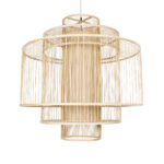GloboStar® HIBISCUS 01780 Boho Κρεμαστό Φωτιστικό Πλέγμα Μονόφωτο 1 x E27 IP20 Μπεζ Ξύλο - Μ100 x Π100 x Y100cm - Image 2