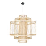 GloboStar® HIBISCUS 01780 Boho Κρεμαστό Φωτιστικό Πλέγμα Μονόφωτο 1 x E27 IP20 Μπεζ Ξύλο - Μ100 x Π100 x Y100cm - Image 4