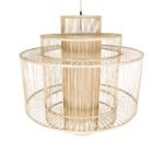 GloboStar® HIBISCUS 01780 Boho Κρεμαστό Φωτιστικό Πλέγμα Μονόφωτο 1 x E27 IP20 Μπεζ Ξύλο - Μ100 x Π100 x Y100cm - Image 7